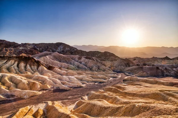 Badlands Vue Zabriskie Point Dans Parc National Death Valley Coucher — Photo