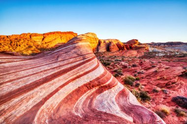 Ateş Dalgası Vadisi 'nde Las Vegas, Nevada, ABD yakınlarındaki Sunset' te.