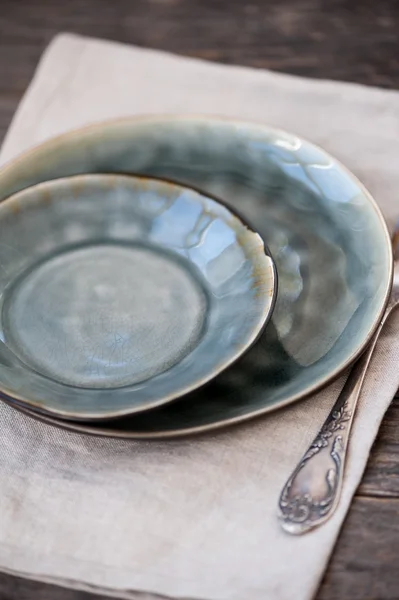 Two gray plates — Stock Photo, Image