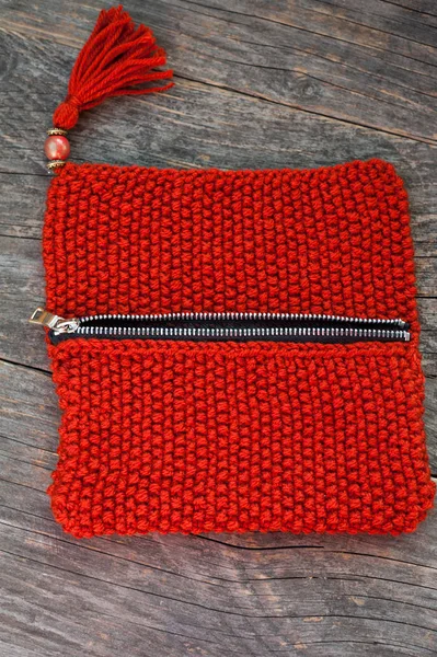 Ručně pletená kabelka — Stock fotografie