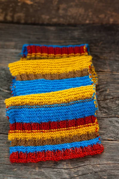 Handmade knitted scarf — Stock Photo, Image