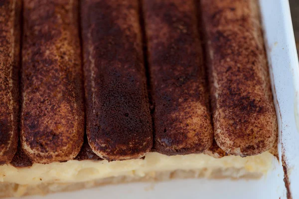 Tiramisu-Kuchen im Blech — Stockfoto