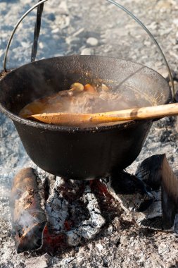 Bir demir kazan kuzu ile