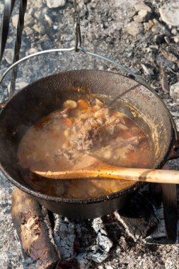 Bir demir kazan kuzu ile