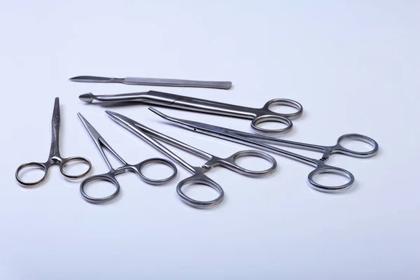 Surgical instruments and tools on table for a surgery — Stock Photo, Image