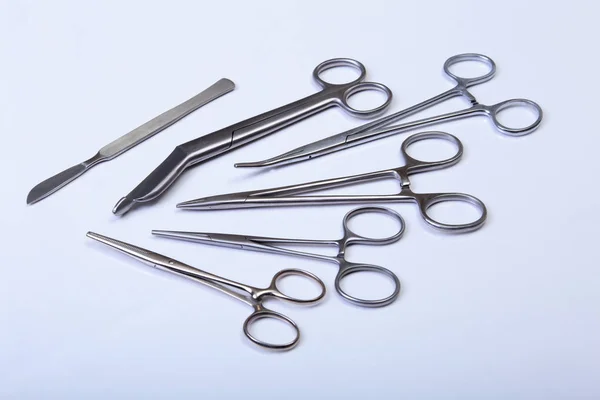 Surgical instruments and tools on table for a surgery — Stock Photo, Image