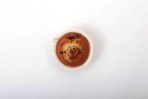 stock image Fresh homemade muffins on white background. Top view.