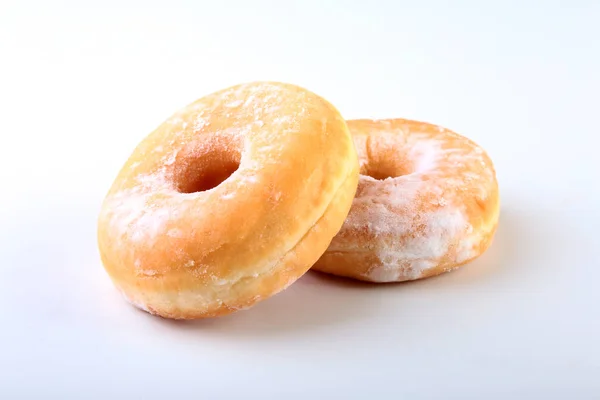 Homemade Doughnuts with Jelly filled and powdered sugar isolated on white background. Selective focus. — Stock Photo, Image
