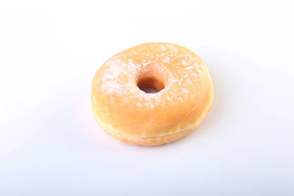 Homemade Doughnuts with Jelly filled and powdered sugar isolated on white background. Selective focus. — Stock Photo, Image