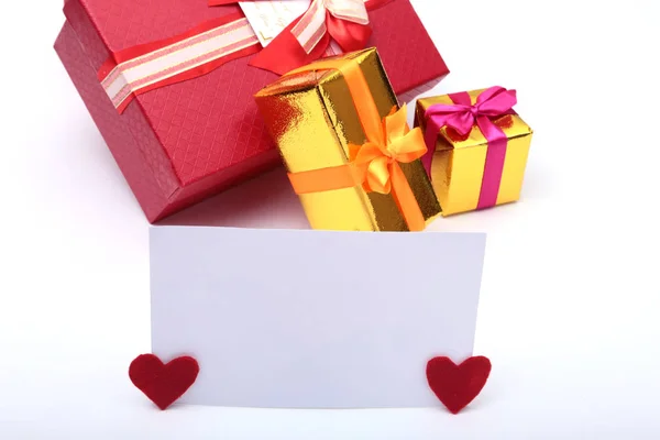 Colored gift boxes for celebration occasion. Place for your text. — Stock Photo, Image