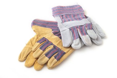 Beyaz arka plan üzerinde Emanet eldiven. Koruyucu işçi eldiven.