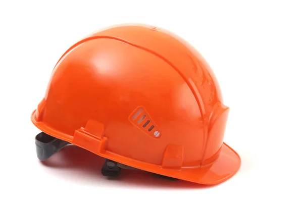 Trabajador sombrero duro naranja sobre fondo blanco. Casco de seguridad . —  Fotos de Stock