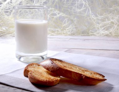 Sabah Kahvaltı ekmek tost ve süt bardakta portakal reçeli ile ayarlama.