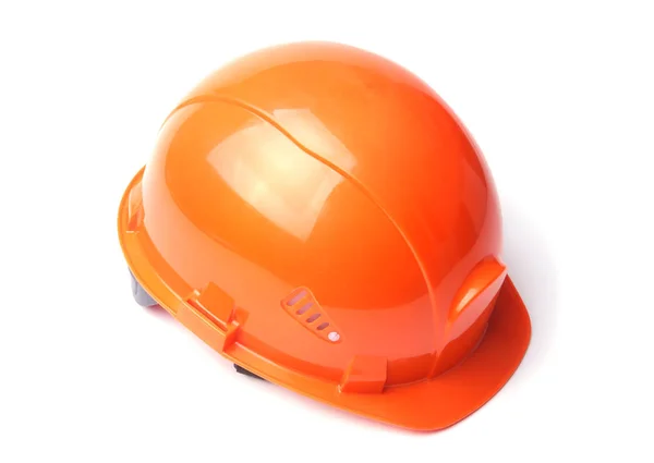 Chapéu duro laranja isolado no fundo branco. Capacete de segurança . — Fotografia de Stock