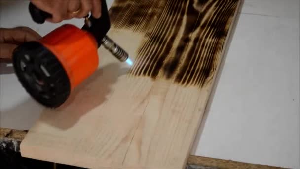Feuerflamme verbrennt Holz — Stockvideo