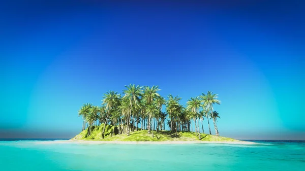 Légi felülnézeti trópusi sziget kék tenger kék ég 3d-leképezés — Stock Fotó