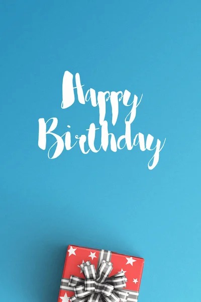 Happy birthday  and gift boxes on color background — Stock Photo, Image