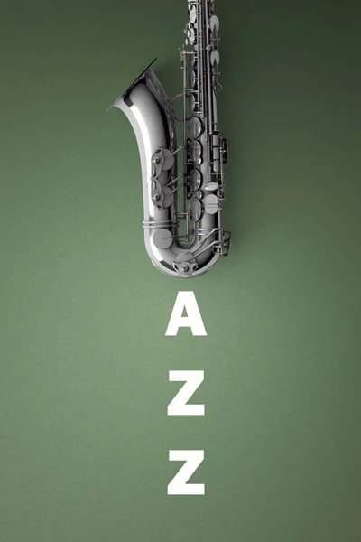 Saxofón sobre fondo de color — Foto de Stock