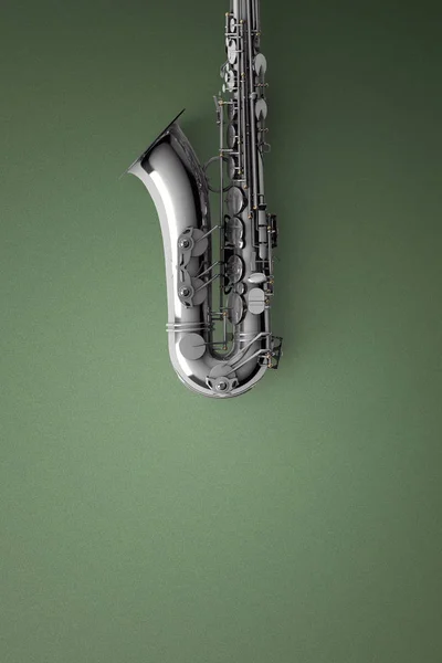 Saxofón sobre fondo de color — Foto de Stock