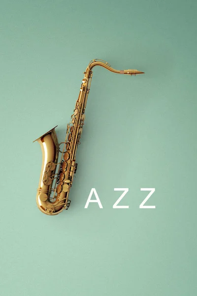 Saxophone on color background — Stock Photo, Image