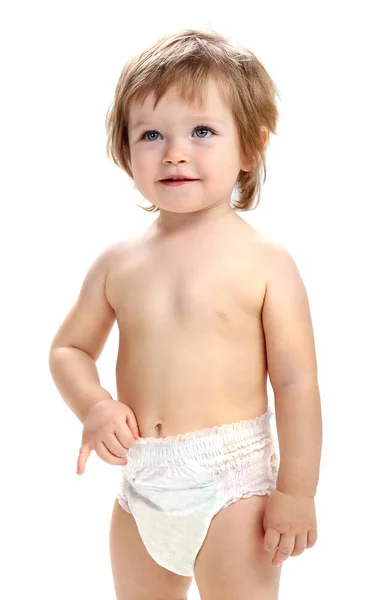 Retrato Lindo Bebê Anos Isolado Sobre Fundo Branco Fotografias De Stock Royalty-Free