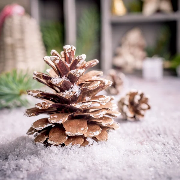 ピネコンと明るいクリスマスグリーティングカード — ストック写真