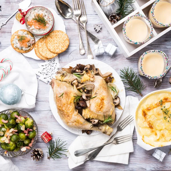 Mesa de cena temática Navidad — Foto de Stock