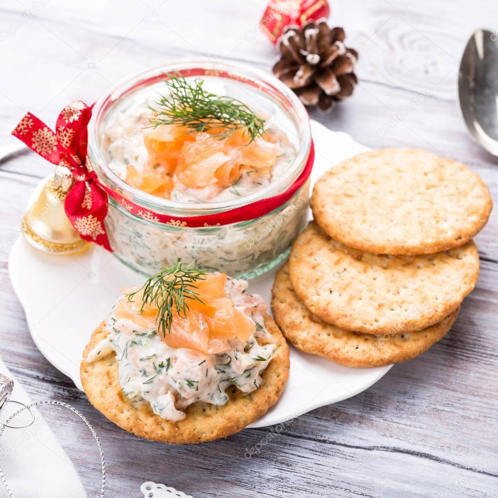 Smoked salmon, soft cheese and dill spread