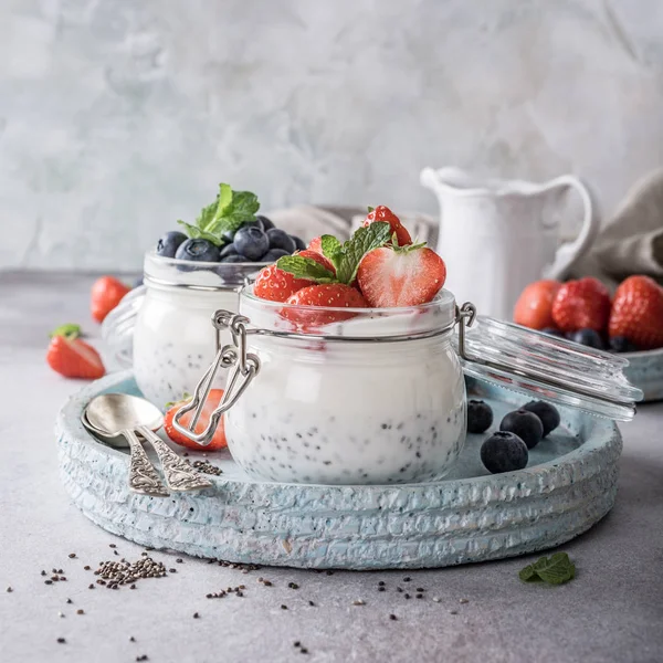 Chia Pudding на завтрак — стоковое фото