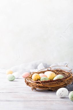 Bıldırcın yumurta yuvada Paskalya bileşimi