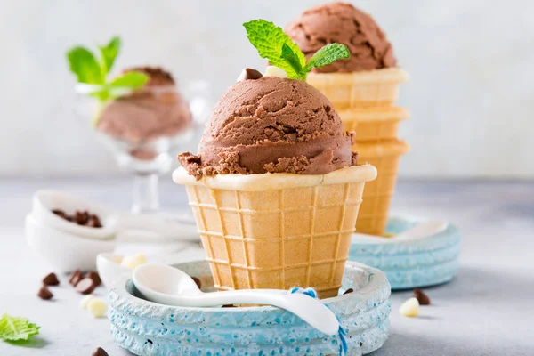チョコレート アイス クリームとワッフル カップ — ストック写真