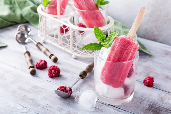 Домашнее малиновое фруктовое мороженое — стоковое фото