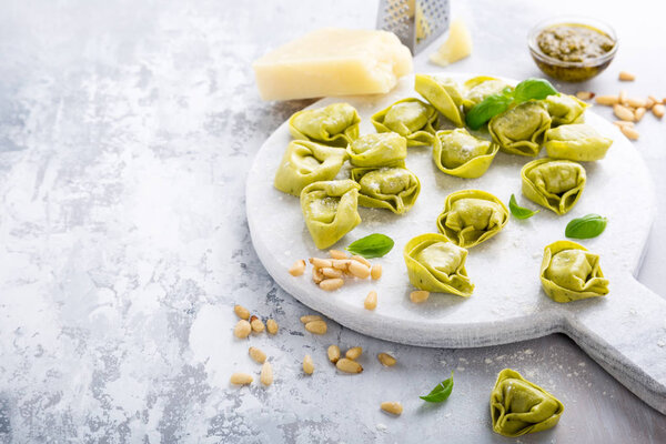 Homemade raw Italian tortelloni