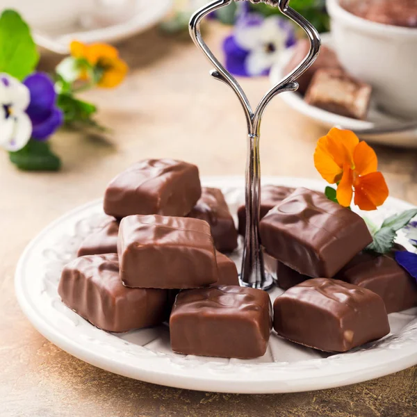 Soft nougat chocolate sweets — Stock Photo, Image