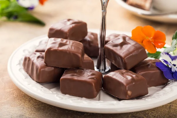 Soft nougat chocolate sweets — Stock Photo, Image