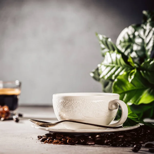 Café en taza de vidrio — Foto de Stock