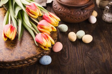 Happy Easter background, Lettering from cookies,