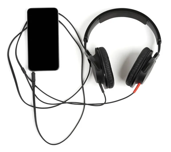 Chytrý telefon se sluchátky — Stock fotografie