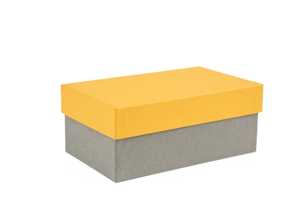 Серый ящик с желтой крышкой — стоковое фото