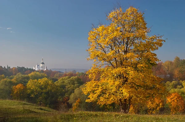 Herbst Blick auf Espenbaum und Kloster — Stockfoto