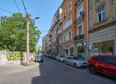 Belgrade, Sırbistan - 02 Mayıs 2018: Görünüm Dorda Jovanovica sokak