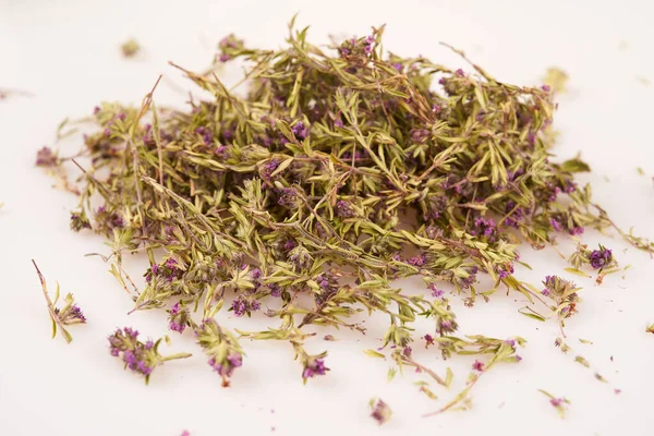 Heap Dried Wild Thyme Flowers White Stock Picture