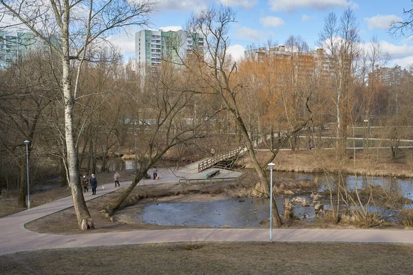 Moskou Rusland Maart 2020 Springlandschap Aan Rivier Yauza District Babushkinskiy — Stockfoto