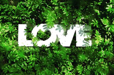 Suluboya kartpostalları severim. Beyaz yeşil kart mutlu sevgililer günü kartı suluboya harfler 