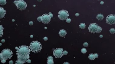 Coronavirus vücudun içinde. Deniz rengi. 3D görüntüleme. Döngü