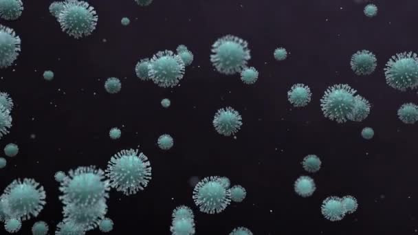 Coronavirus dentro del cuerpo. Forma de mar de color. Representación 3D. Bucle — Vídeo de stock