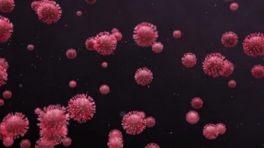 Coronavirus vücudun içinde. Kırmızı renk. 3D görüntüleme. Döngü