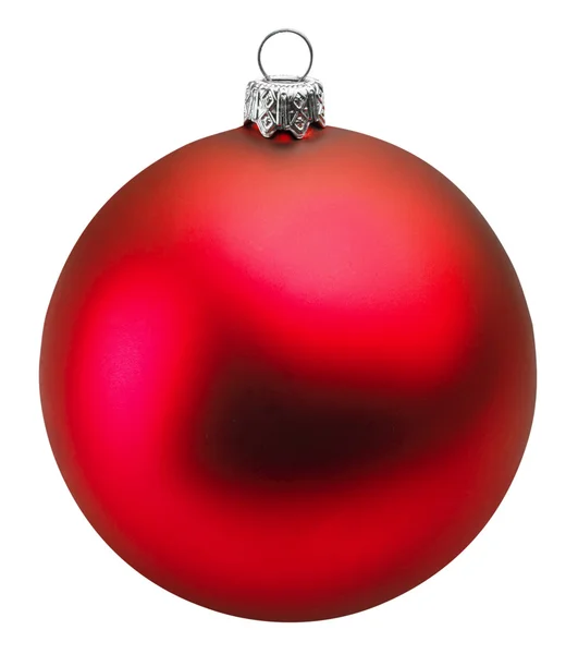 Red christmas ball over white background clipping path — Stock Photo, Image