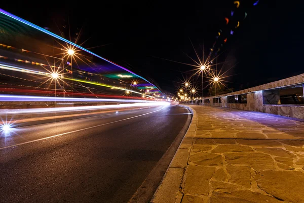 Night bridge in Nessebar lit lanterns — Φωτογραφία Αρχείου