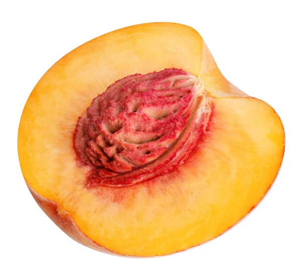 Half cut peach isolated on white background — Stock Photo, Image